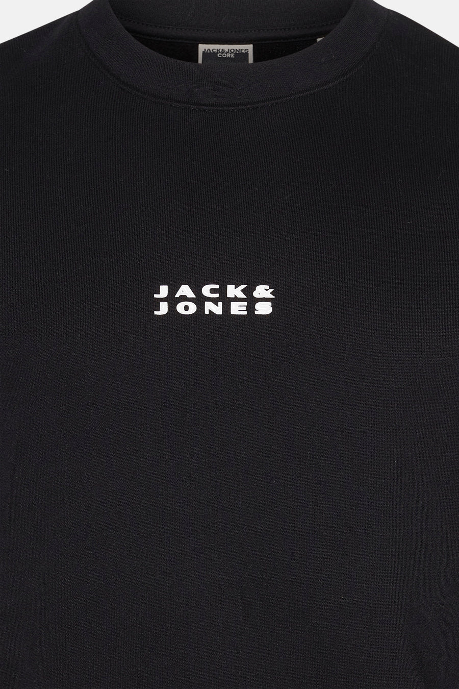 Zwarte rondehals sweatshirt van PREMIUM by JACK & JONES, met wit logo op de voorkant.