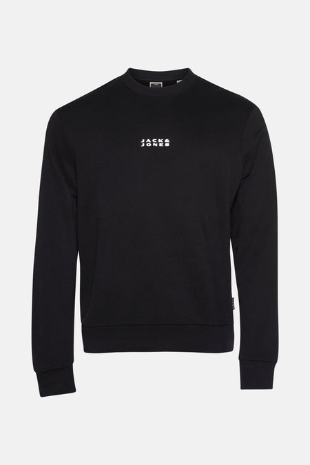 Zwarte rondehals sweatshirt van PREMIUM by JACK & JONES, met een wit logo op de voorkant.