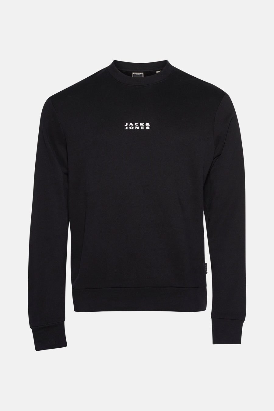 Zwarte rondehals sweatshirt van PREMIUM by JACK & JONES, met een wit logo op de voorkant.
