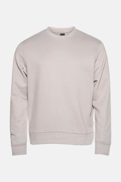 Grijze rondehals sweatshirt van PREMIUM by JACK & JONES, effen kleur met discreet logo.