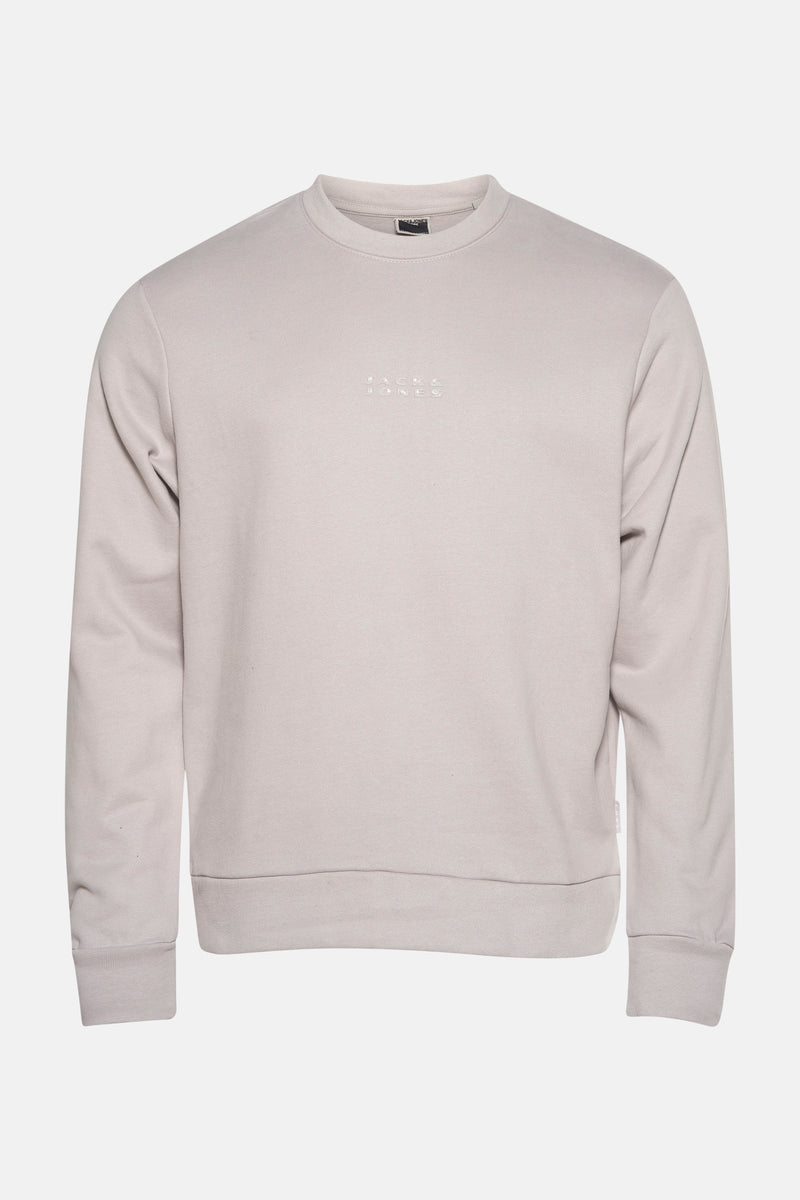 Sweat gris col rond de PREMIUM by JACK & JONES, couleur unie avec logo discret.
