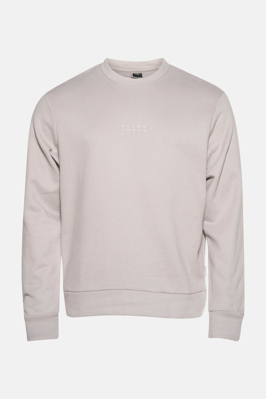 Grijze rondehals sweatshirt van PREMIUM by JACK & JONES, effen kleur met discreet logo.