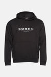 Sweat à capuche noir JACK & JONES avec logo imprimé sur le devant.