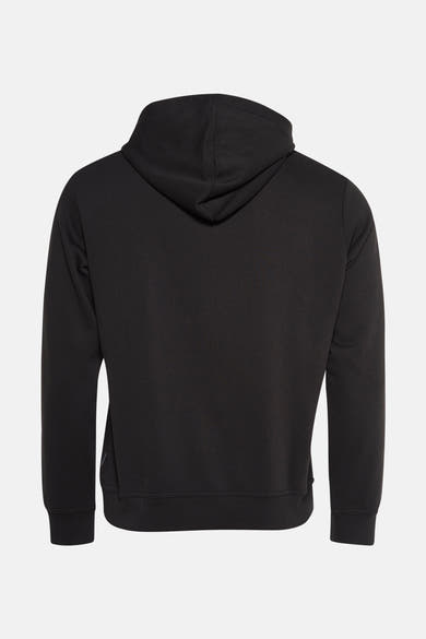 Zwarte hoodie van JACK & JONES, achterkant met capuchon en lange mouwen.