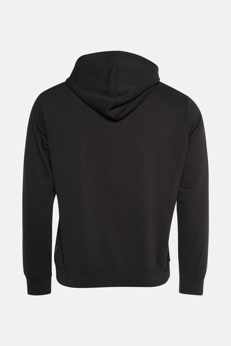 Zwarte hoodie van JACK & JONES, achterkant met capuchon en lange mouwen.