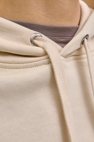 Sweat à capuche beige de PREMIUM by JACK & JONES, avec cordon de serrage et œillet métallique logotypé.