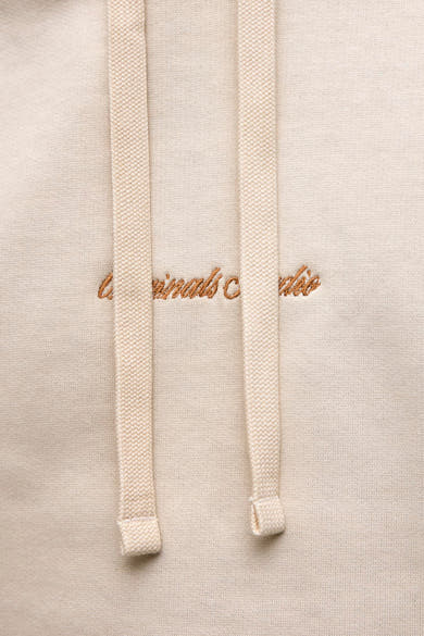 Beige hoodie van PREMIUM by JACK & JONES met koorden en ton-sur-ton borduursel.