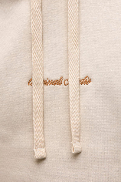 Sweat à capuche beige de PREMIUM by JACK & JONES avec cordons et broderie ton sur ton.