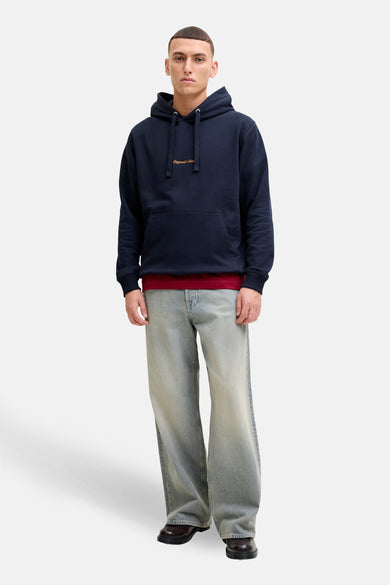 Sweat à capuche bleu marine de PREMIUM by JACK & JONES, avec cordon de serrage et poche kangourou.