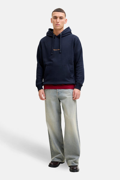 Sweat à capuche bleu marine de PREMIUM by JACK & JONES, avec cordon de serrage et poche kangourou.