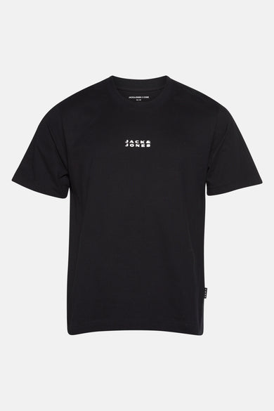 T-shirt noir à manches courtes de JACK & JONES, orné d'un logo centré.