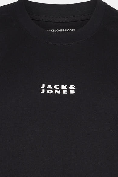 Zwart T-shirt met korte mouwen van Jack & Jones, met centraal logo op de borst.