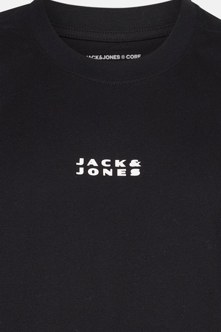Zwart T-shirt met korte mouwen van Jack & Jones, met centraal logo op de borst.