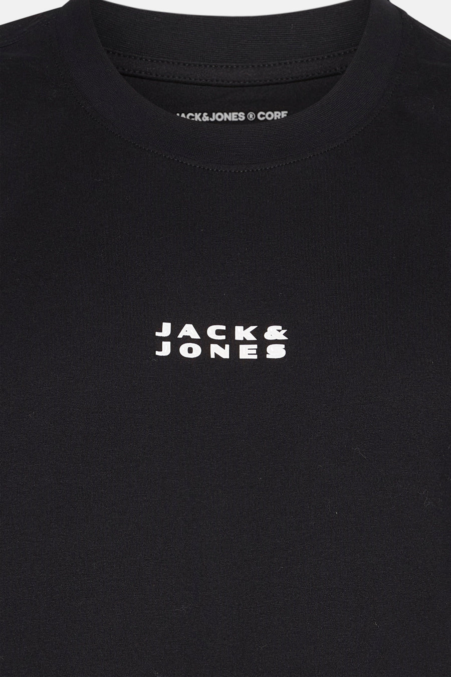Zwart T-shirt met korte mouwen van Jack & Jones, met centraal logo op de borst.