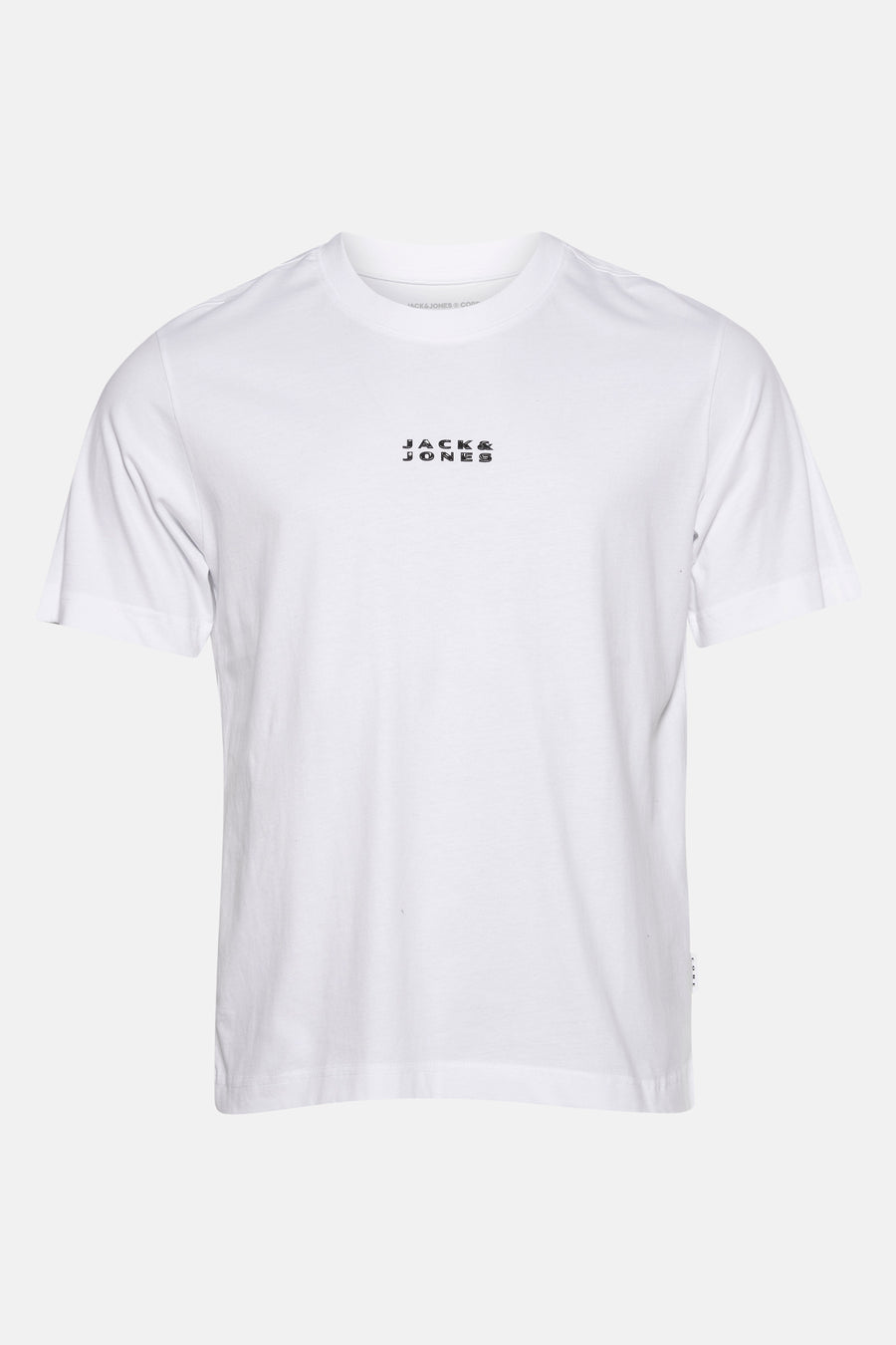 Wit T-shirt met korte mouwen van JACK & JONES met een logo-opdruk midden op de borst.