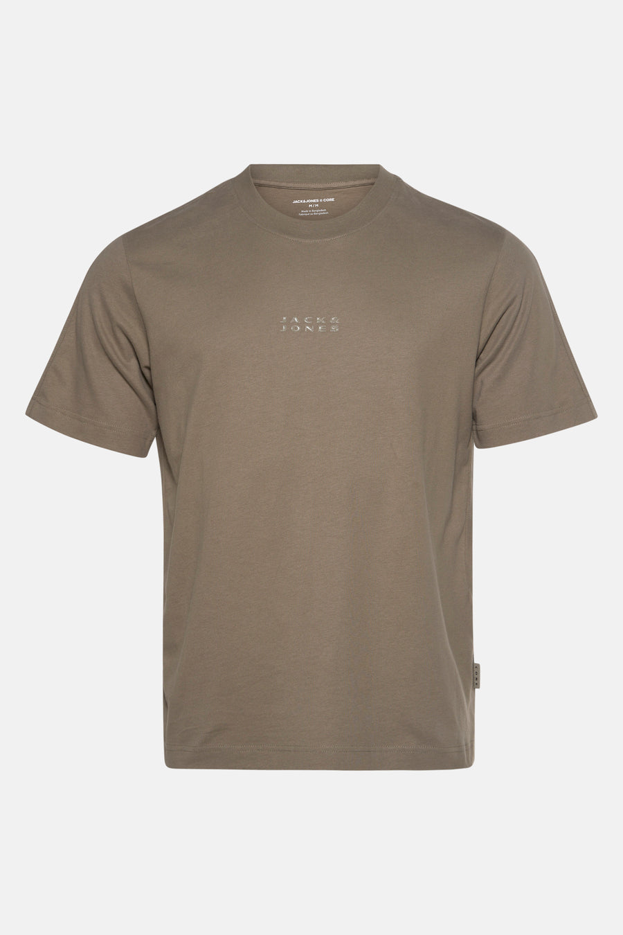 Groen T-shirt met korte mouwen van JACK & JONES, met discreet ton-sur-ton logo op de borst.