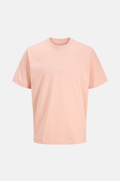 Roze T-shirt met korte mouwen van Originals by JACK & JONES, met een discreet geborduurd logo op de borst.