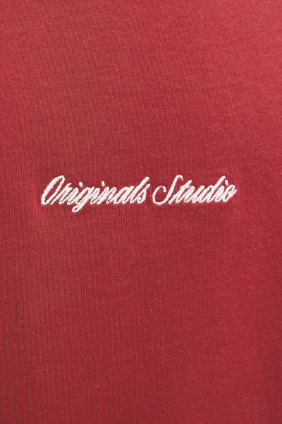 T-shirt à manches courtes rouge de ORIGINALS BY JACK & JONES avec broderie contrastée.