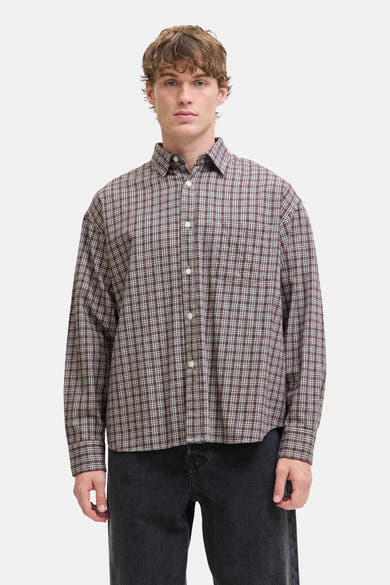 Rood overhemd met lange mouwen van PREMIUM by JACK & JONES, geruit.
