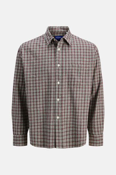 Rood geruit overhemd met lange mouwen, van PREMIUM by JACK & JONES, met borstzak en knoopsluiting.