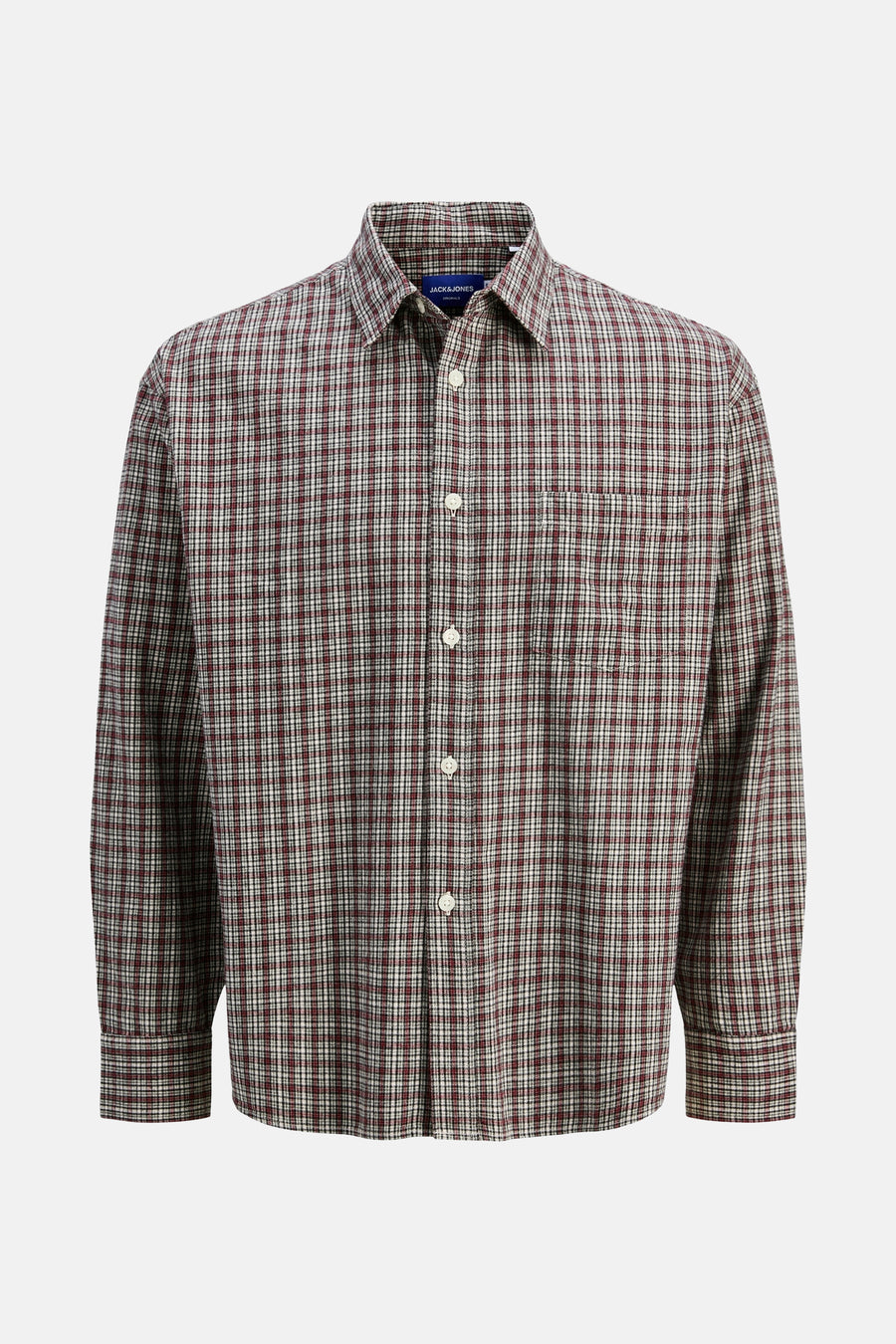 Rood geruit overhemd met lange mouwen, van PREMIUM by JACK & JONES, met borstzak en knoopsluiting.