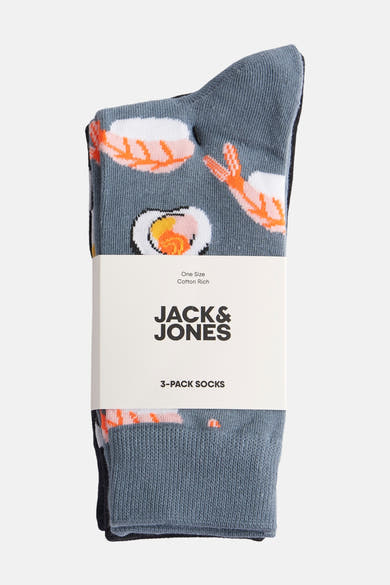 Lot de chaussettes multicolores ACCESSORIES BY JACK & JONES à motifs de sushis et de crevettes.