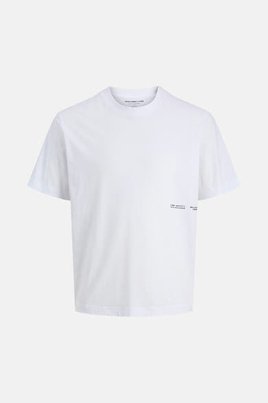 Wit T-shirt met korte mouwen van JACK & JONES, met een subtiele print op de voorkant.