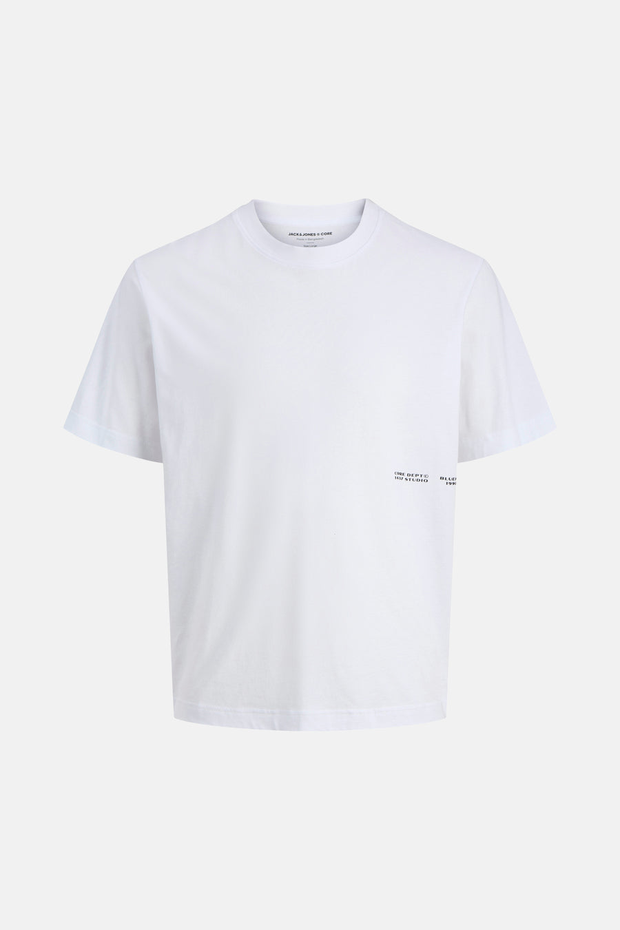 Wit T-shirt met korte mouwen van JACK & JONES, met een subtiele print op de voorkant.