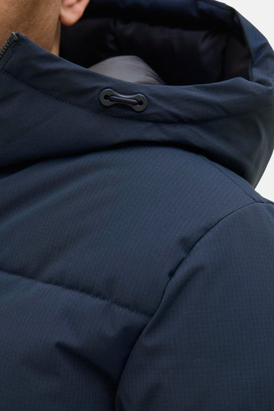 Imperméable bleu par ORIGINALS BY JACK & JONES avec capuche ajustable et texture quadrillée.