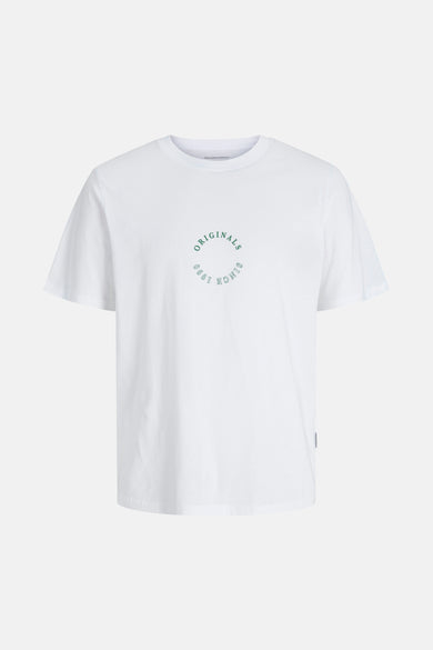 Wit T-shirt met korte mouwen van PREMIUM by JACK & JONES, met ronde grafische print op de voorkant.