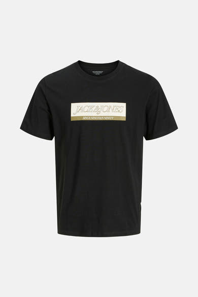 Zwart T-shirt met korte mouwen van ORIGINALS BY JACK & JONES met opdruk op de voorkant.