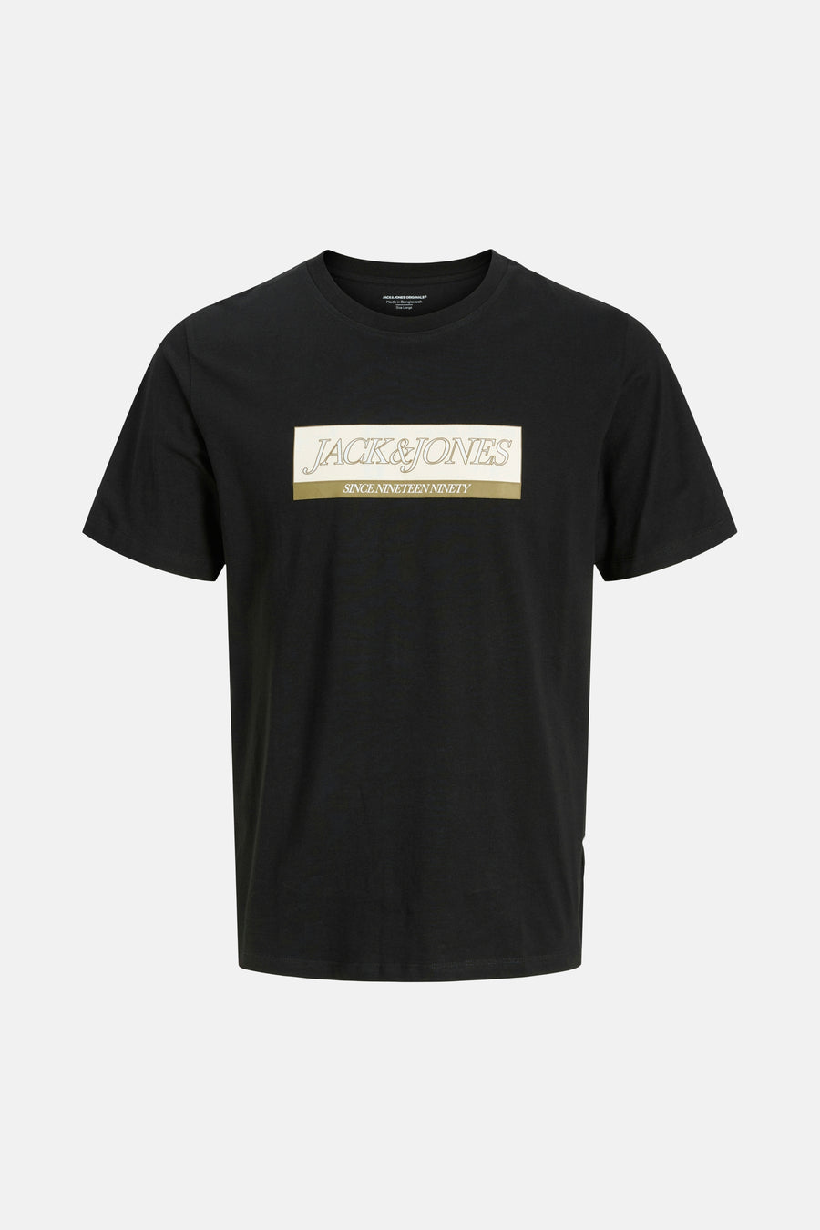 Zwart T-shirt met korte mouwen van ORIGINALS BY JACK & JONES met opdruk op de voorkant.