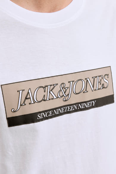 Wit T-shirt met korte mouwen van ORIGINALS BY JACK & JONES met een opdruk van een logo.