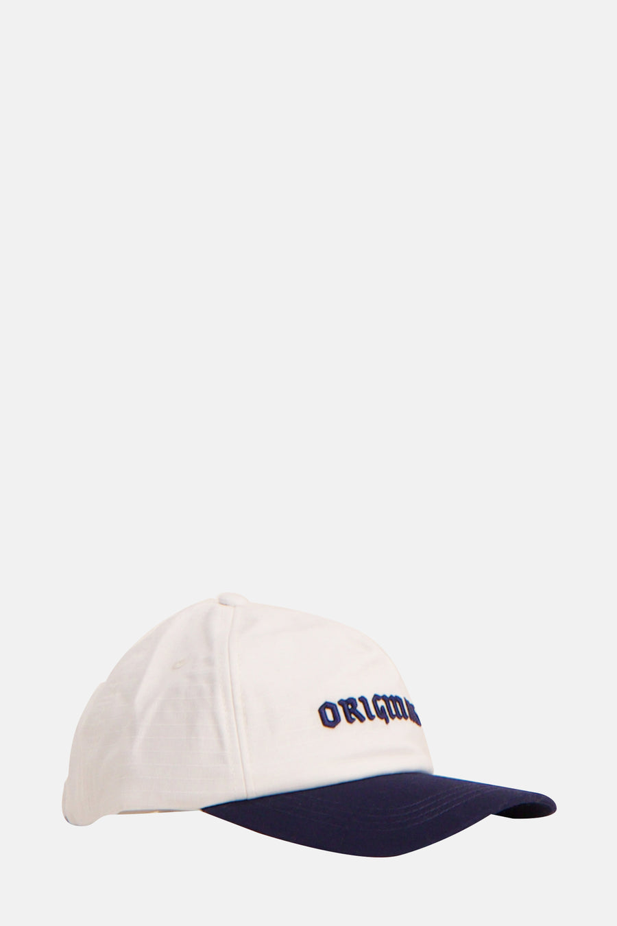 Marineblauwe en witte pet van ACCESSORIES BY JACK & JONES, met blauwe "ORIGINAL" borduursel op de voorkant.