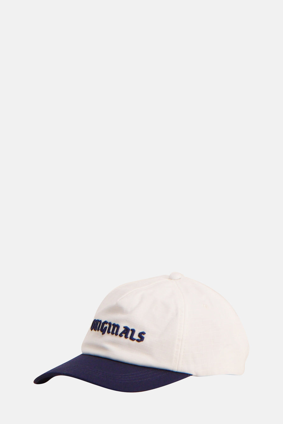 Blauwe pet van ACCESSORIES BY JACK & JONES met geborduurd 'Originals'-logo aan de voorkant.