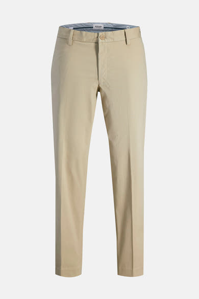 Beige chino van JACK & JONES JEANS INTELLIGENCE, een klassiek gesneden broek op een neutrale achtergrond.