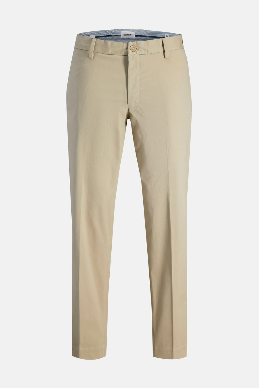 Beige chino van JACK & JONES JEANS INTELLIGENCE, een klassiek gesneden broek op een neutrale achtergrond.