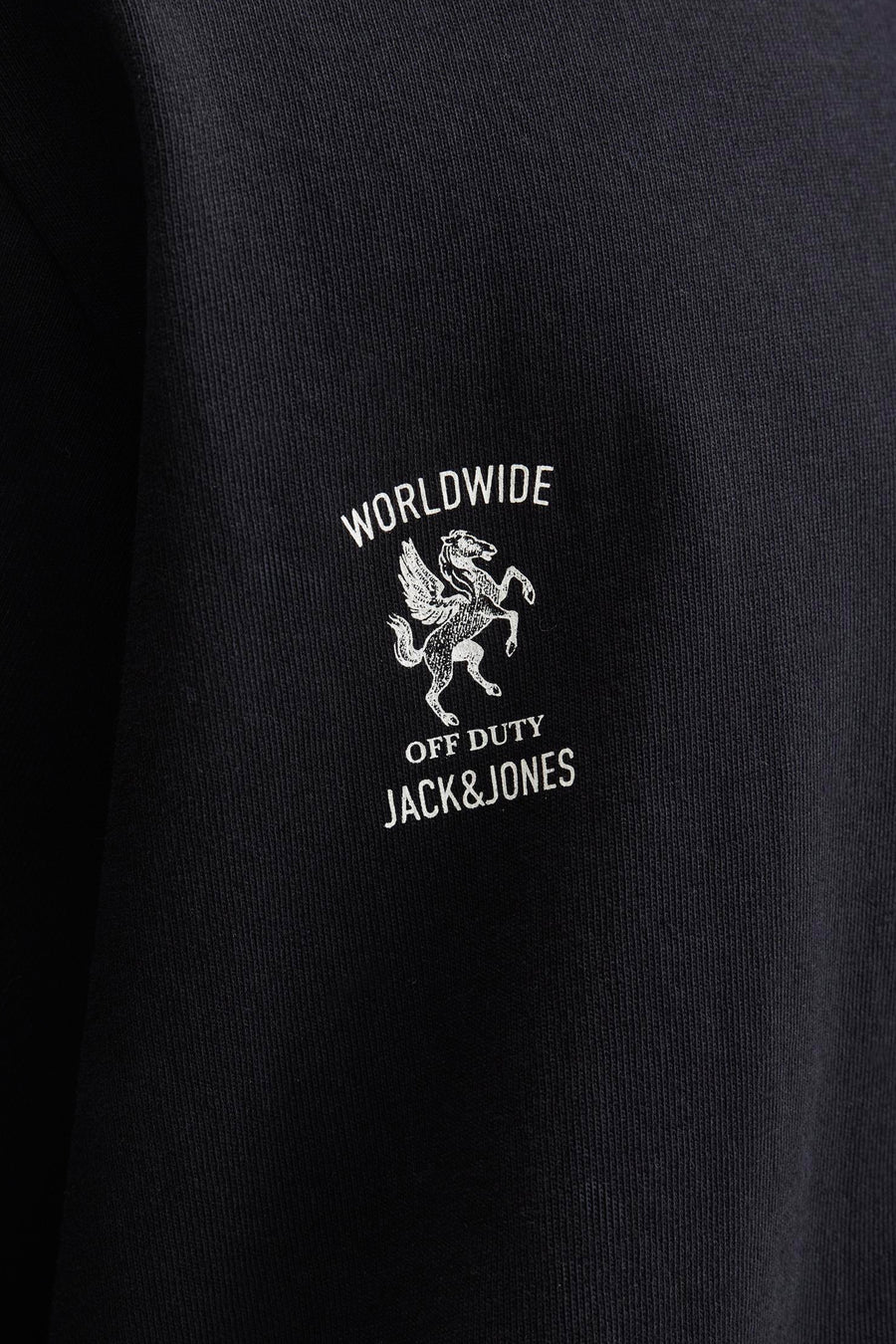 Zwart T-shirt met korte mouwen van PREMIUM by JACK & JONES, met een motief in het midden op de borst.