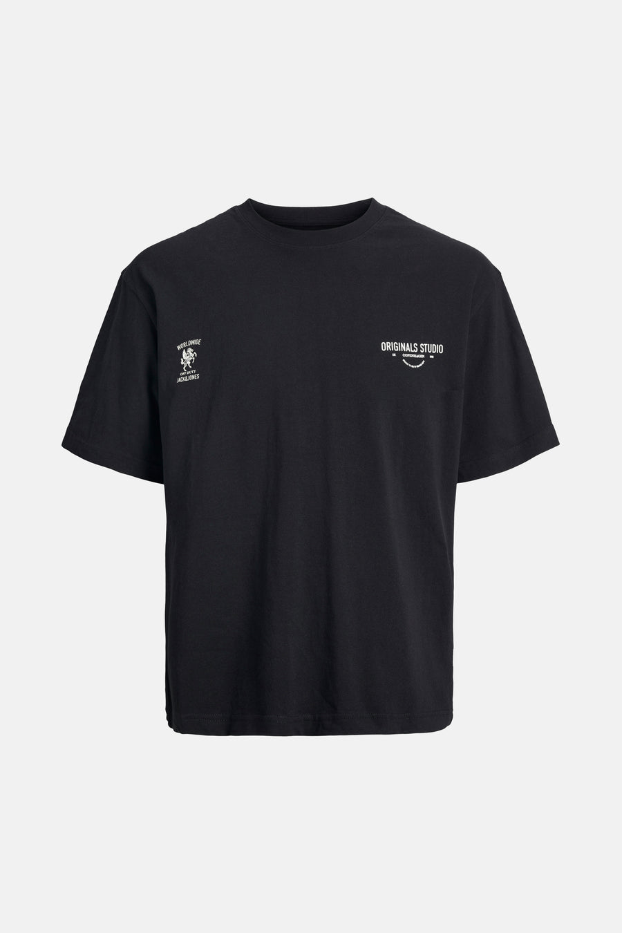 Zwart T-shirt met korte mouwen van PREMIUM by JACK & JONES met bedrukte grafische elementen.