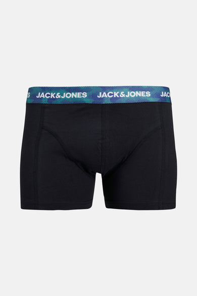 Boxer bleu foncé by ACCESSORIES BY JACK & JONES avec une ceinture élastique à motifs bleu et vert.