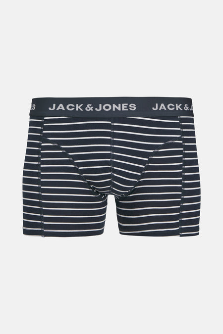 Boxer bleu foncé rayé blanc de Accessories by Jack & Jones, avec ceinture logotypée.