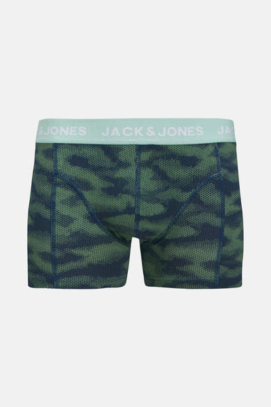 Herenboxer groen bedrukt door ACCESSORIES BY JACK & JONES, honingraat camouflagepatroon.