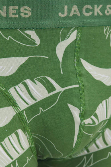 Boxer vert par ACCESSORIES BY JACK & JONES, imprimé avec des motifs de feuilles vertes et blanches.