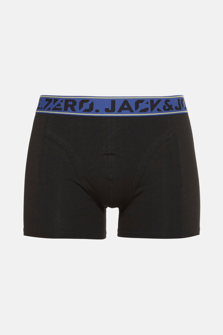 Boxer noir ACCESSORIES BY JACK & JONES avec ceinture élastique logotypée bleue et grise.