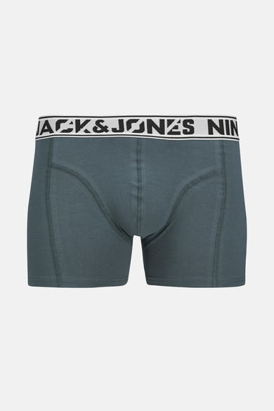 Grijs gemêleerde boxer van ACCESSORIES BY JACK & JONES, met een wit en zwart elastische tailleband met logo.