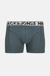 Grijs gemêleerde boxer van ACCESSORIES BY JACK & JONES, met een wit en zwart elastische tailleband met logo.