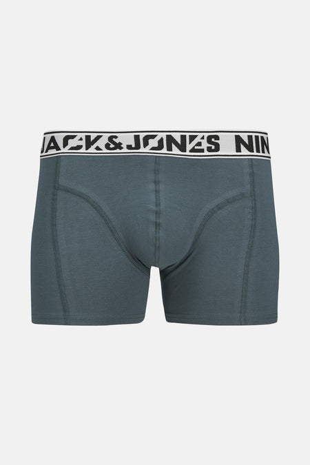 Boxer gris chiné de ACCESSORIES BY JACK & JONES, avec une ceinture élastique logotypée blanche et noire.
