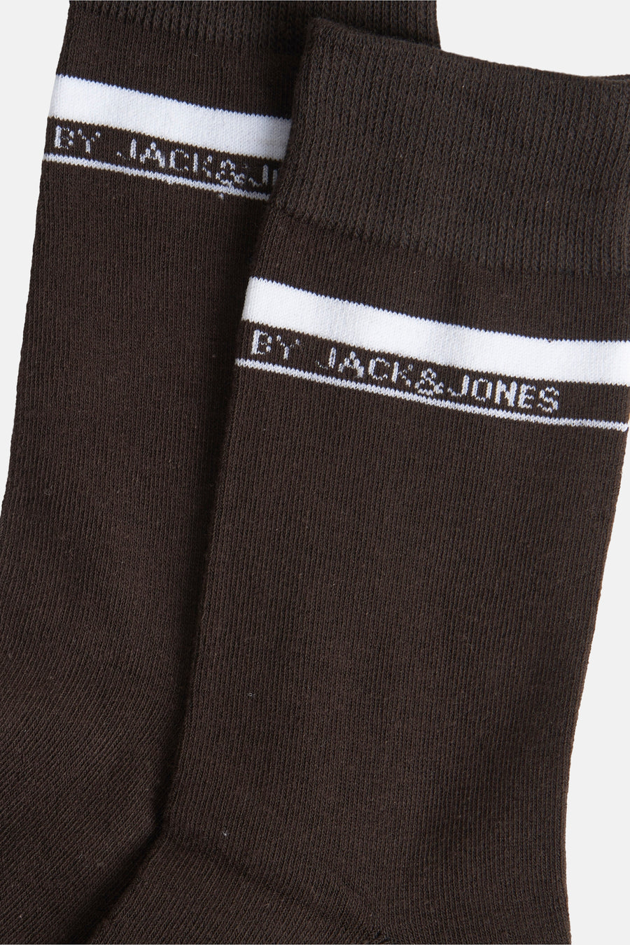 Chaussettes marron by Jack & Jones, avec rayure blanche et logo de la marque.