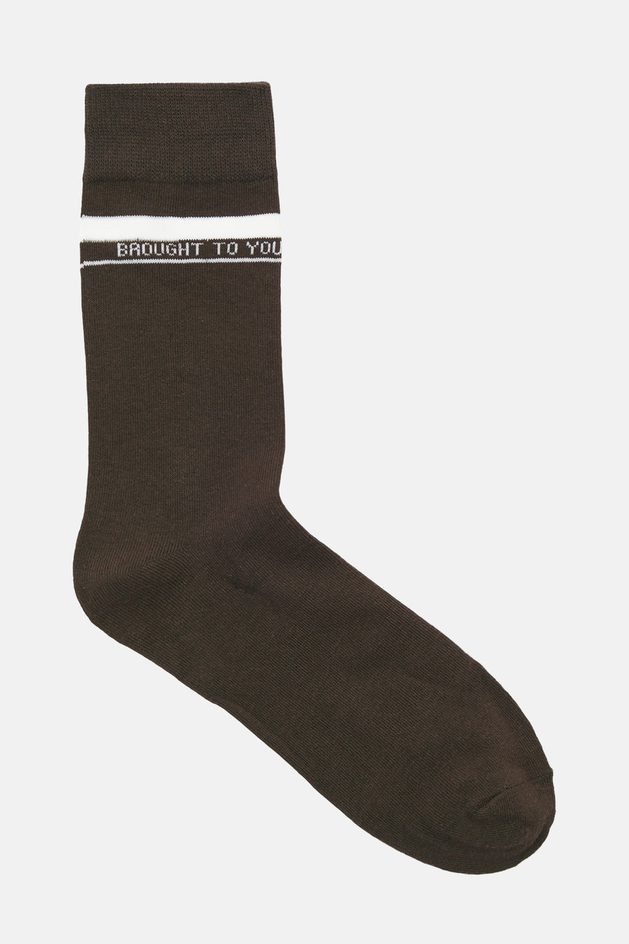 Chaussette marron de ACCESSORIES BY JACK & JONES avec une bande blanche et l'inscription « BROUGHT TO YOU ».