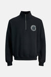 Zwarte sweater van ORIGINALS BY JACK & JONES, met ritssluiting en opdruk.